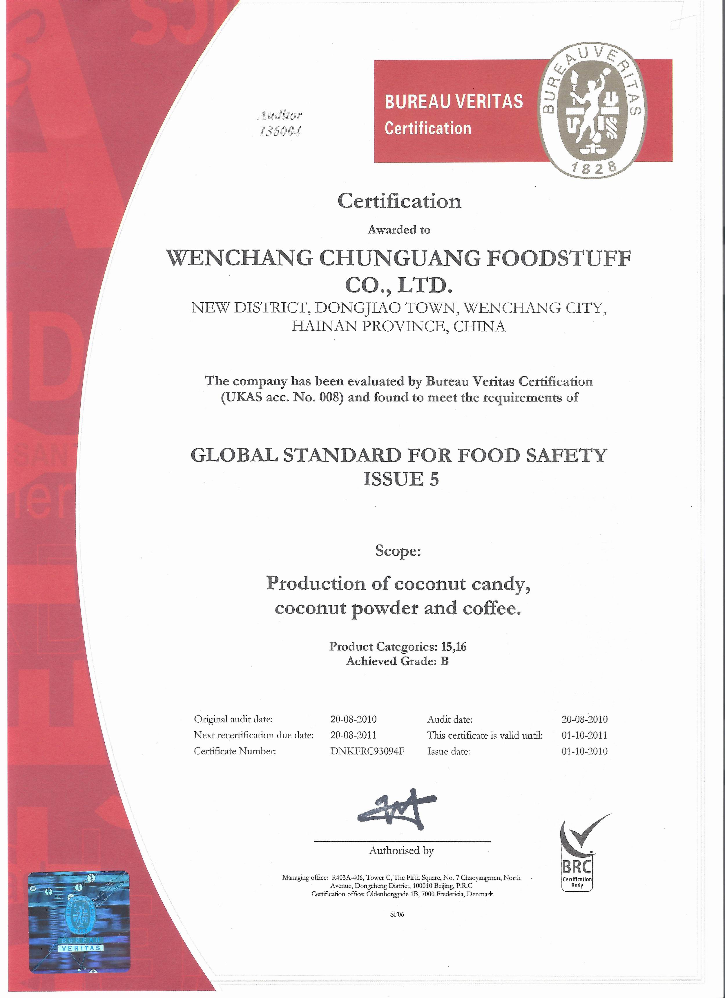 British Retail Consortium Certification